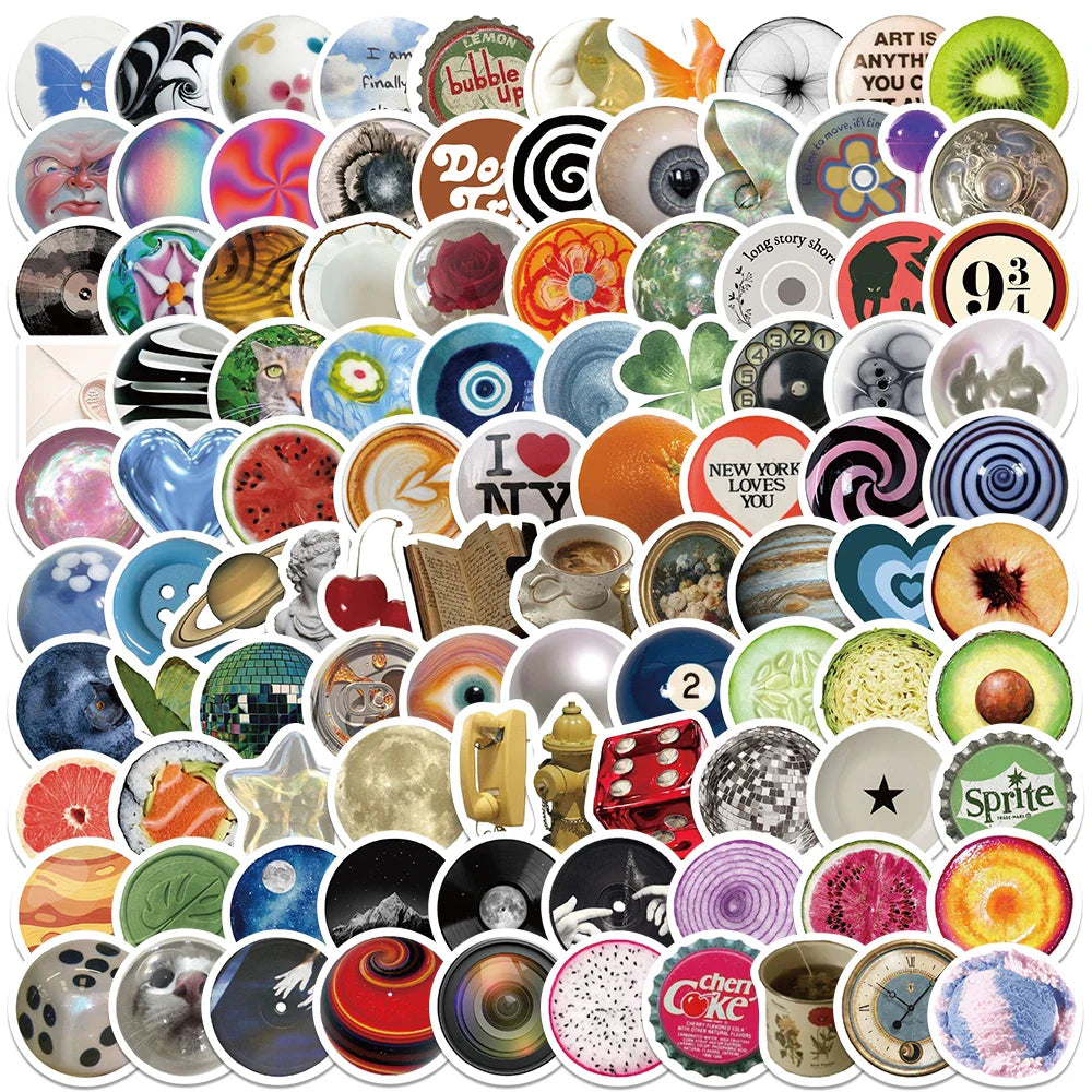 100PCS Vintage Glass Eye Beads Stickers for DIY, Car, Laptop, Notebook, Bottle, Refrigerator, Toy Decals (Online Order Only)
