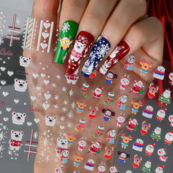 5D Embossed Gingerbread Man Nail Art Sticker Cute Christmas Winter Santa Claus Snowflake Elk Engraved Slider Manicure Decoration (ONLINE ORDER ONLY)