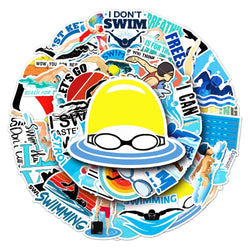 10/50pcs Outdoor Swimming Stickers Summer Seaside Surfing Waterproof Stickers DIY Skateboard Motorcycle Car Luggage Stickers (ONLINE ORDER ONLY)