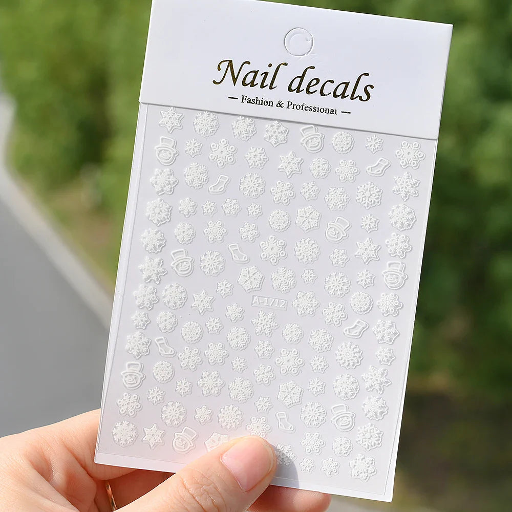 1PCS Laser Gold Snowflake Christmas Tree Nail Sticker 3D Adhesive Nail Decals Nail Art Accessories New Christmas Decoration 2024 (ONLINE ORDER ONLY)