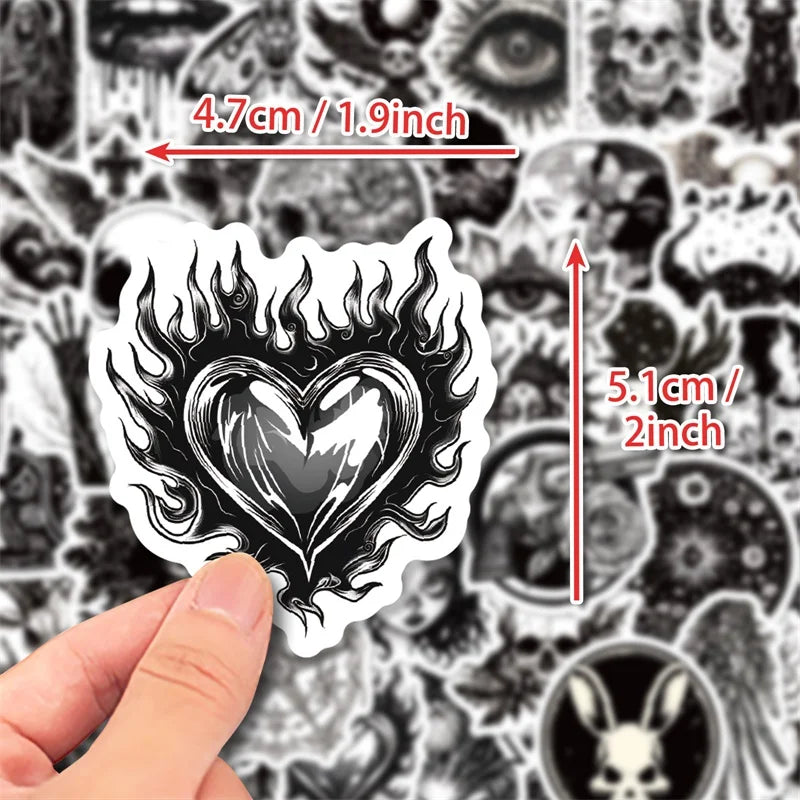 10/30/50PCS Gothic Skull Eyes Sticky PVC Sticker Aesthetic DIY Decoration Scrapbooking Hand Accounting Supplies for Kids (Online Order Only)