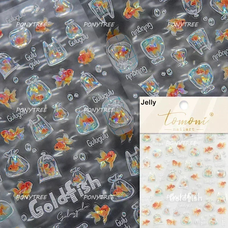 Beach Colourful Conch Dolphin Shell Starfish Jellyfish Star Summer Sea Wave Vacation Mode Water Bubble Nail Art Stickers Decals (Online Order Only)
