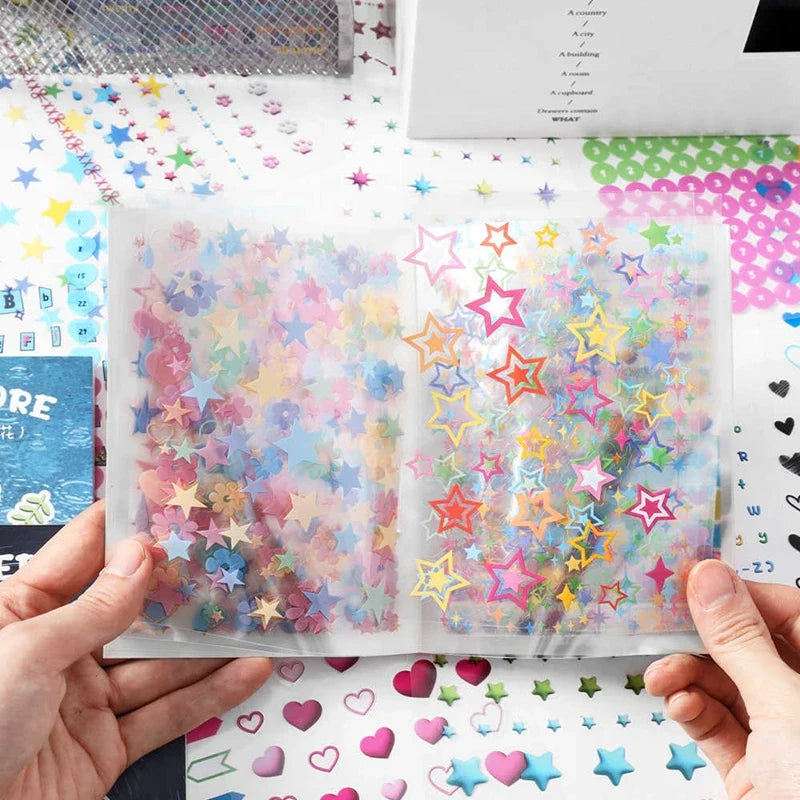 20Pages/piece Korean Ins Starlight Dot Series Decorative Stickers Phone Case Laptop DIY Idol Photocard Kawaii Journal Sticker (Online Order Only)