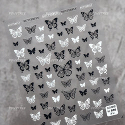Chic Butterfly Flower Lily Lilium Narcissus Line Beautiful Blue Pearl Self Adhesive Nail Art Stickers Decorations Manicure Decal (Online Order Only)