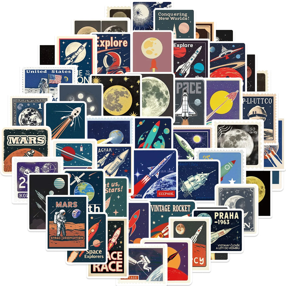 50PCS Space Travel Planner Stickers Aesthetic Motorcycle Phone Car Skateboard Laptop Sticker Decal Classic Toy (Online Order Only)