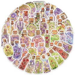 Cute Flower Glass Bottle Cartoon Stickers for Suitcase, Skateboard, Laptop, Luggage, Phone (Online Order Only)