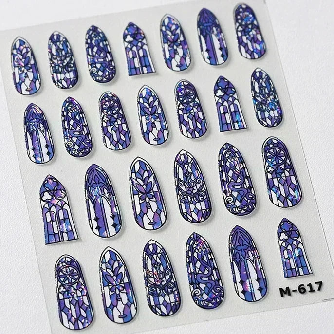 Dark Sword Coiled Snake Cross Butterfly Wing Starburst Starlight Gothic Reptile Animals Nail Art Sticker Festival Manicure Decal (ONLINE ORDER ONLY)