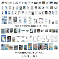 200Pcs/set Korean Style Fresh Sticker Note Paper Material Pack For Handbook Diary Collage DIY Scrapbooking Decoration Stationery (Online Order Only)