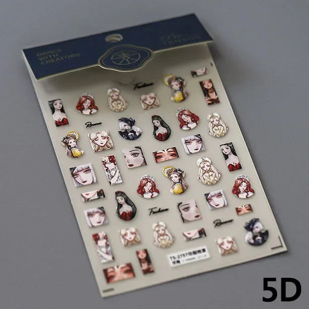Hot Stamping Colourful Sunflower Starry Night Impressionism Embossment Adhesive Nail Art Sticker Shiny Rhinestone Manicure Decal (Online Order Only)