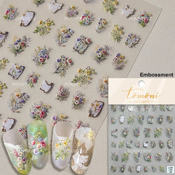 Painting Sketch Tulip Daisy Willows Scenery Daisy Colorful Flowers Sun Star Butterfly Wicker 3D Nail Art Stickers Manicure Decal (ONLINE ORDER ONLY)