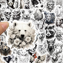 10/30/50pcs Black and white animal aesthetic decoration Sticker For Snowboard Laptop Luggage Car Fridge DIY Styling Vinyl (ONLINE ORDER ONLY)