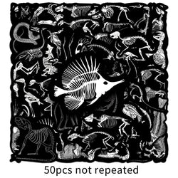 Black Animal Fossil Skeleton Stickers for Phone Laptop Luggage Skateboard Decals (Online Order Only)