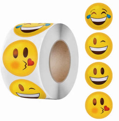 500Pcs/Roll Cartoon Funny Smile Face Expression Reward Stickers 8 Designs 2.5cm/1.0in Round For PC Pad Fridge Gift Diy Decor (ONLINE ORDER ONLY)