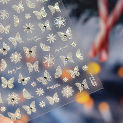 Colourful Butterfly Delicate Anmials Adhesive Nail Art Stickers Dreamy Winter Snowflake Rhinestone Manicure Decals Nail Supplies (ONLINE ORDER ONLY)
