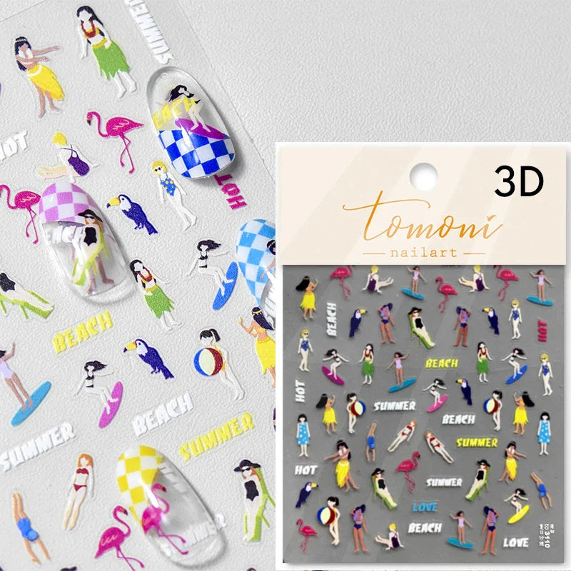 Round Jeans Square Sexy Blue Series Cowboy Lucky Beautiful Letter Self Adhesive Nail Art Sticker Pearl Rhinestone Manicure Decal (ONLINE ORDER ONLY)