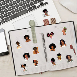 10/60Pcs Fashion Inspirational Black Girl Hot Melanin Poppin Sticker For DIY Luggage Laptop Skateboard Phone Decal Stickers (ONLINE ORDER ONLY)