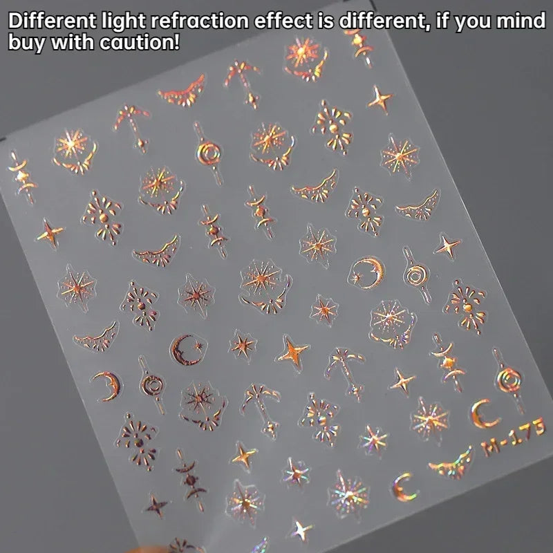 Bronzing Jelly Laser Snowflake Christmas Hot 5D Soft Embossed Relief Self Adhesive Nail Art Decoration Sticker 3D Manicure Decal (ONLINE ORDER ONLY)