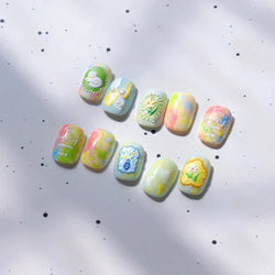 Cat Kitten Rabbit Flower Bouquet Bowknot Vase Bunny Grid Star Blocks Round Warm Sun Decoration Nail Art Stickers Manicure Decals (ONLINE ORDER ONLY)