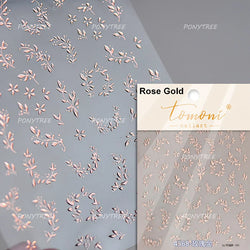 Wet Garden White Flower Leaves Elegant Beautiful Petal Delicate 5D 3D Charming Spring Adhesive Nail Art Stickers Manicure Decals (ONLINE ORDER ONLY)