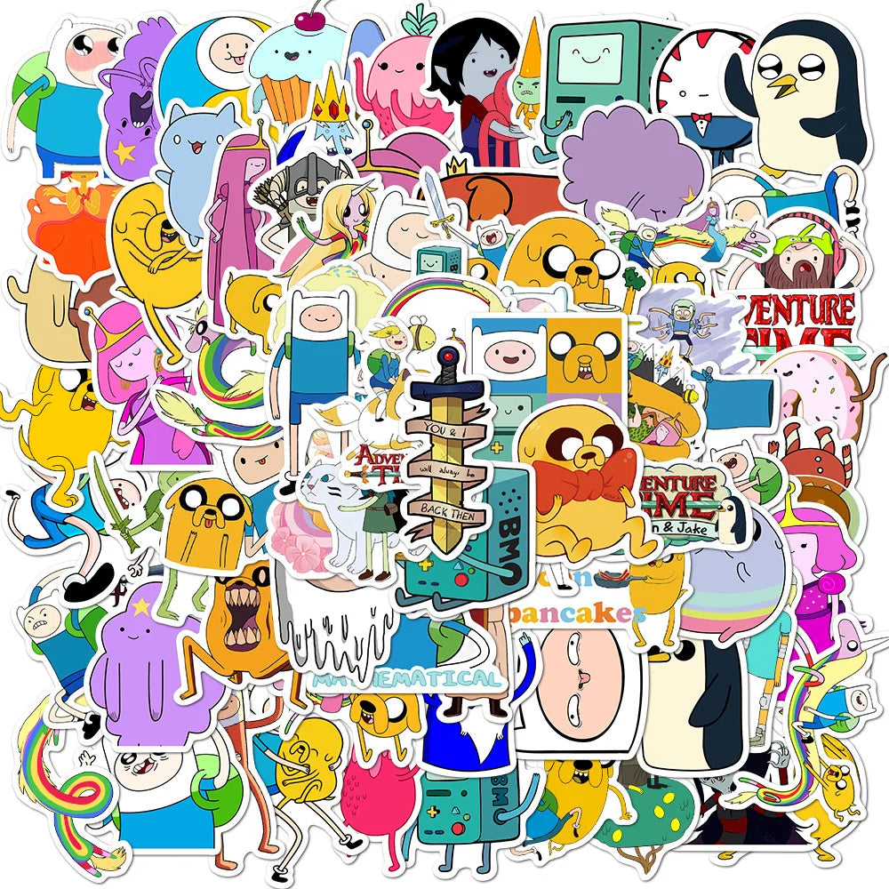 Adventure Time Stickers Pack - Cartoon Decals for Scrapbook, Laptop, Guitar, Bike, Kids Toy (Online Order Only)