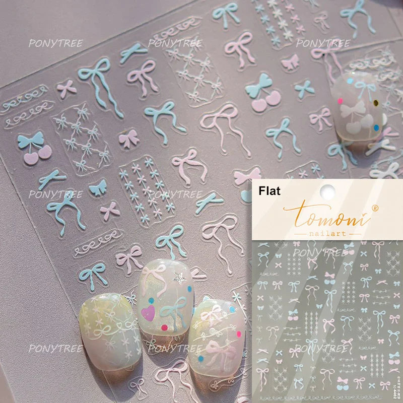 Mini Fruit Cherry Charming Strawberry Ribbon Line Bowknot Jelly Charming Chic Self Adhesive Nail Art Stickers Manicure Decals (ONLINE ORDER ONLY)