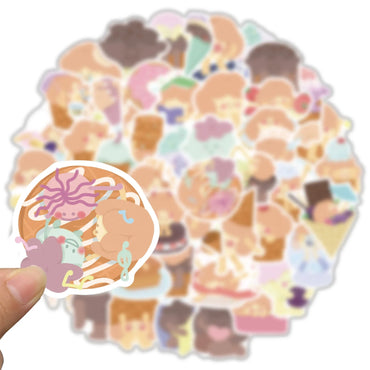 52PCS Ice Cream Stickers Girl Suitable for Drink Bottle Photo Luggage Laptop Car Trendy Decals Graffiti Sticker Ins Style (ONLINE ORDER ONLY)