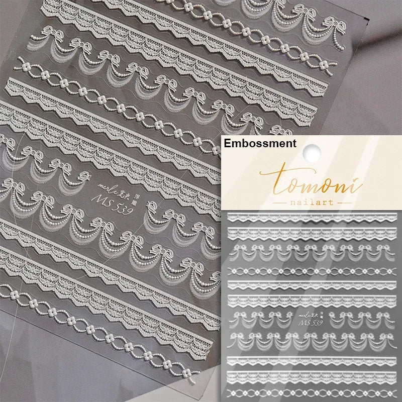 French Style Colorful Square Grid Rhombus Stripe Bowknot Line 3D Self Adhesive Nail Art Stickers Shiny Rhinestone Manicure Decal (Online Order Only)