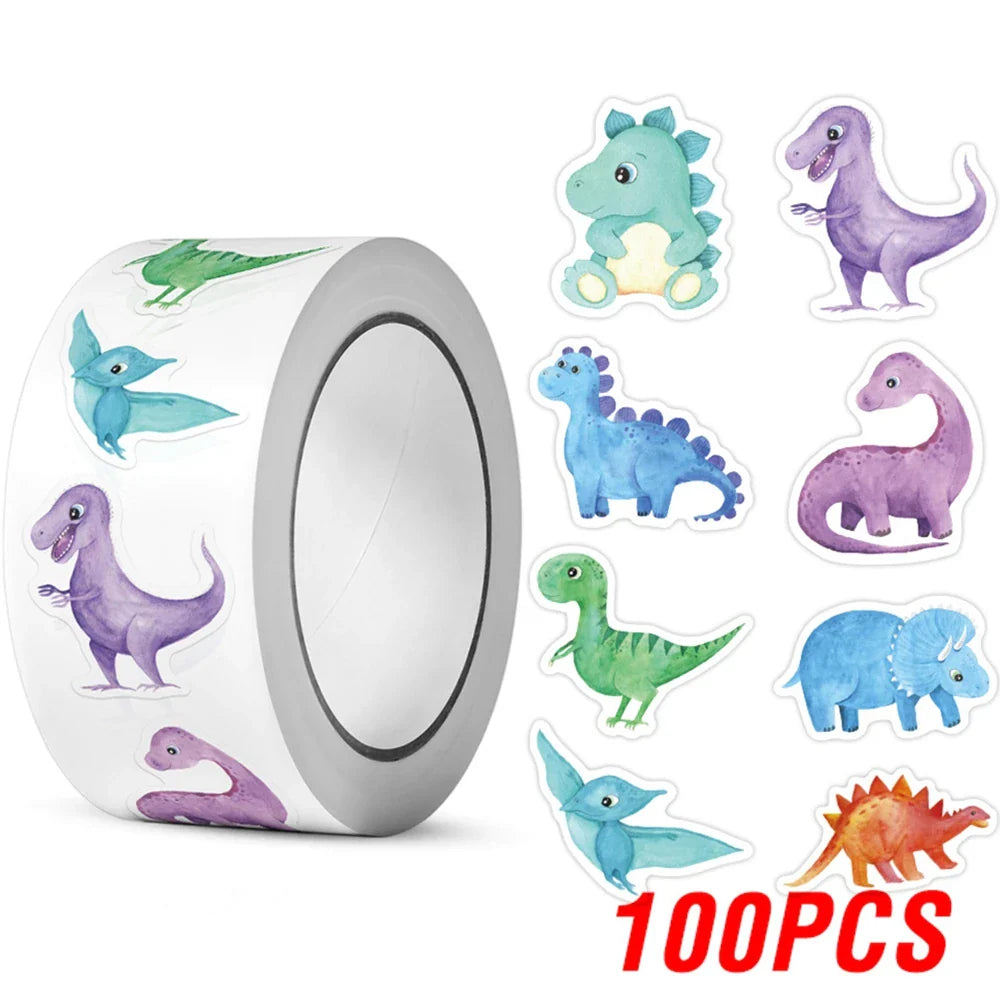 100-500pcs Animals Dinosaur Stickers Reward Stickers for School Reward Students Teachers Cute Decoration Gift Box Sticker Label (Online Order Only)