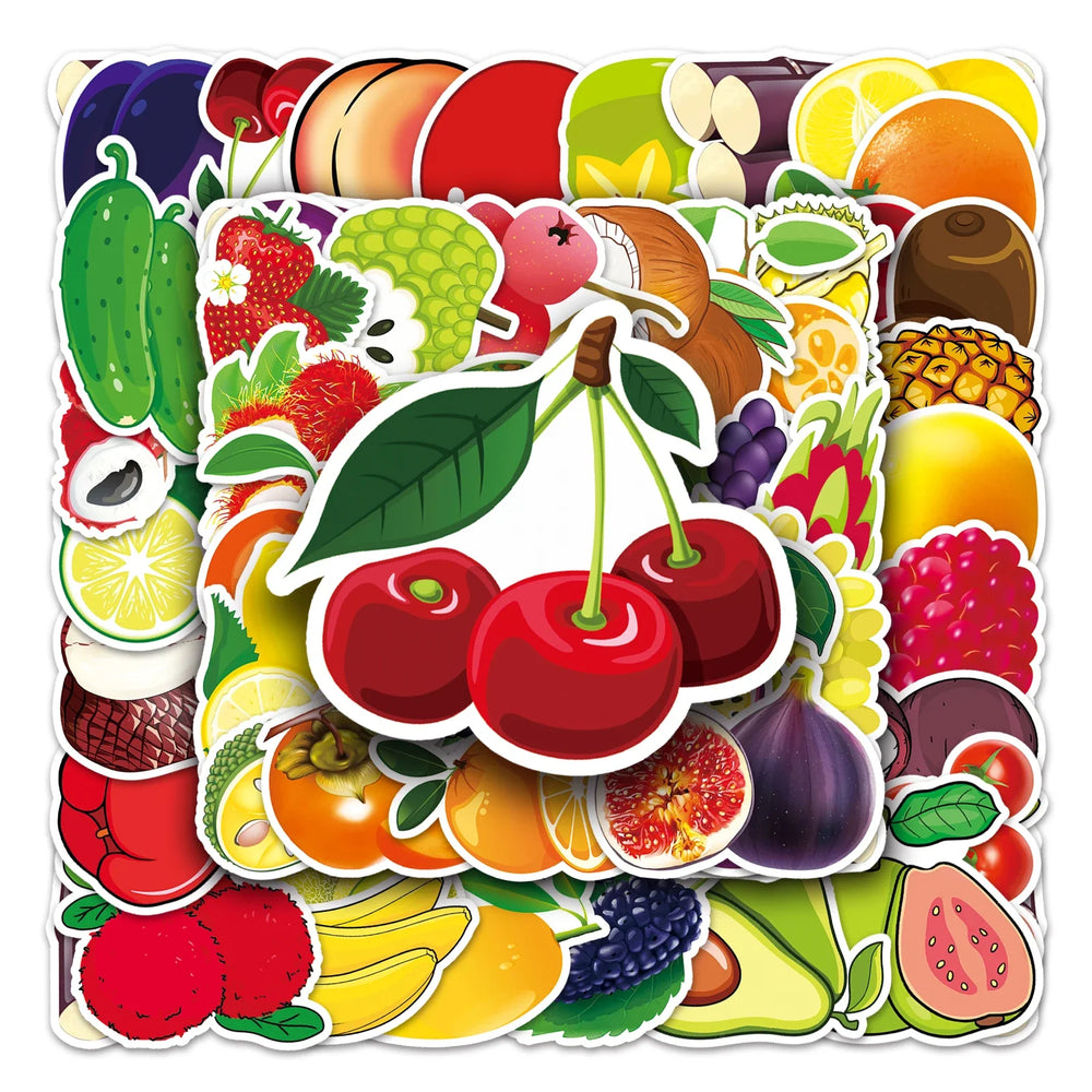 50Pcs Fruit Cartoon Waterproof Vinyl Stickers for Skateboard Snowboard (Online Order Only)