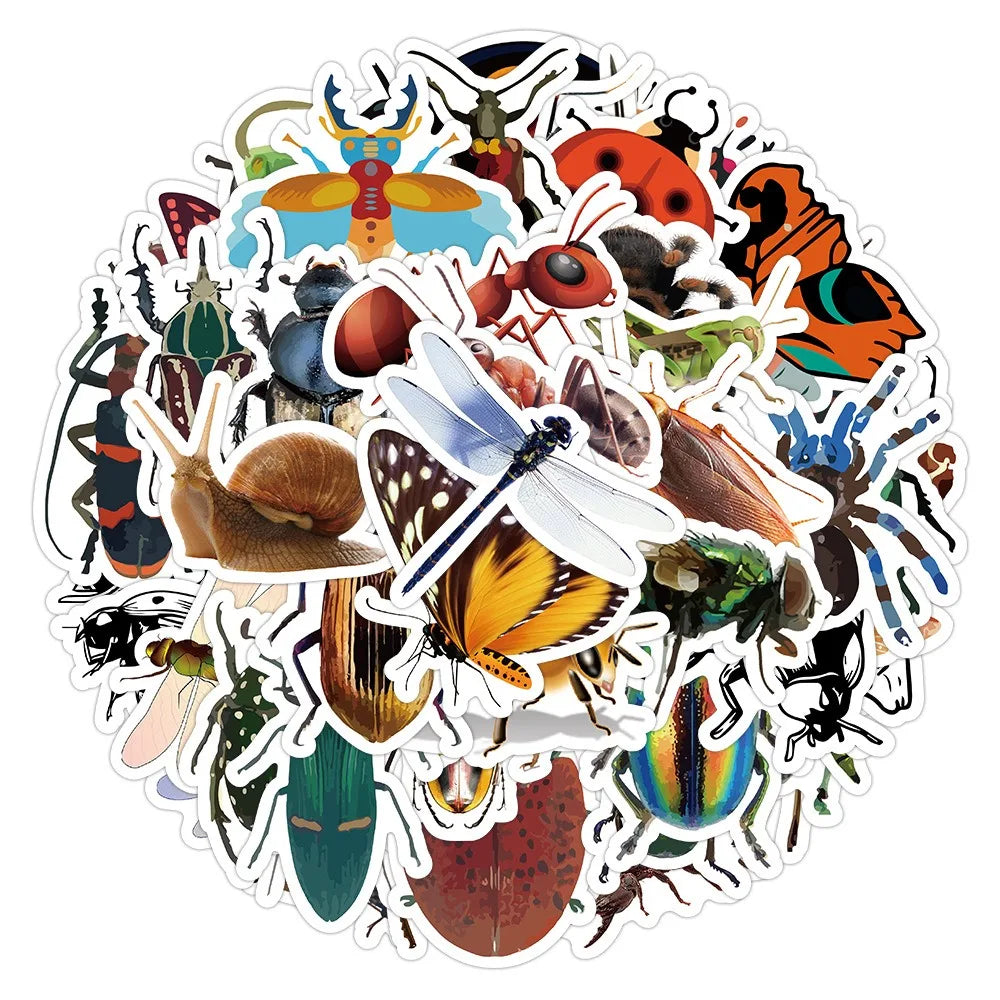 60Pcs Cartoon Cute Insect Doodle Stickers Small Animal DIY Toys Car Skateboard Laptop Graffiti Decals Sticker for Kid (ONLINE ORDER ONLY)