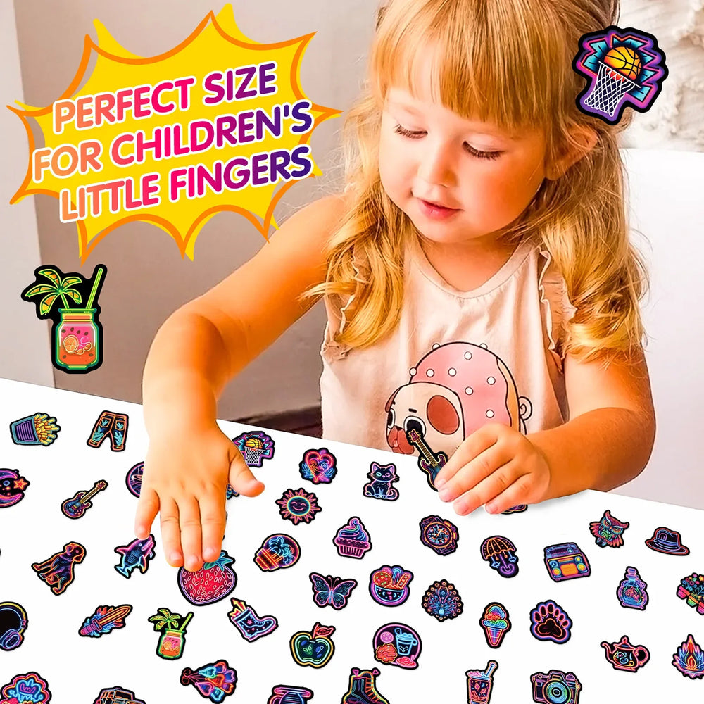 10/30/50PCS Fresh Neon PVC Sticker Aesthetic DIY Decoration Scrapbooking Children's Korean Stationery School Supplies for Kids (ONLINE ORDER ONLY)