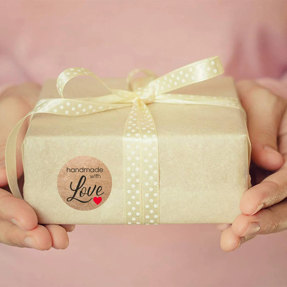 100-500pcs Brown Round Kraft Paper Sticker Handmade With Love Sticker Scapbooking For Envelope Seal Labels Stationery Sticker (ONLINE ORDER ONLY)