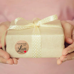 100-500pcs Brown Round Kraft Paper Sticker Handmade With Love Sticker Scapbooking For Envelope Seal Labels Stationery Sticker (ONLINE ORDER ONLY)