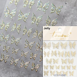 Dreamy Charming Shiny Beautiful Black White Butterfly Flower Love Heart Bowknot 5D Self Adhesive Nail Art Sticker Manicure Decal (ONLINE ORDER ONLY)