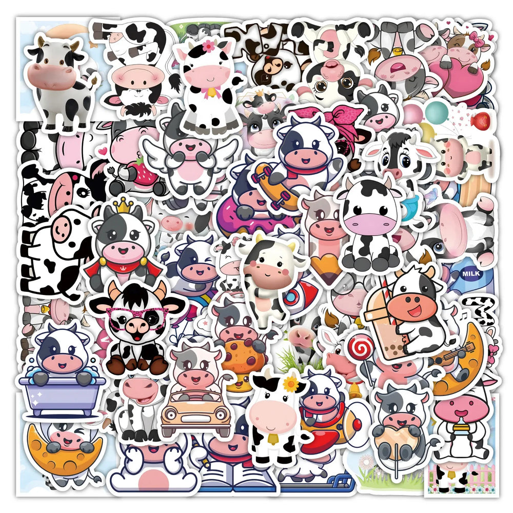 10/50/60PCS Milk Cow Sticker Laptop Stationery Scrapbook Cute Sticker Aesthetic Scrapbook Materials Craft Supplies Children (ONLINE ORDER ONLY)