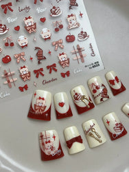 Bowknot Bear Cake Chocolates Food Star Cherry Apple Cook Love Heart Adhesive Nail Art Sticker Rhinestone Reliefs Manicure Decal (ONLINE ORDER ONLY)