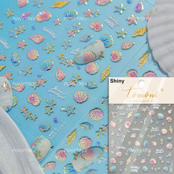 Hot Stamping Laser Shell Conch Starfish Pearl Whale Coral Dolphin Summer Beach Sea Wave Jellyfish Bubble Nail Art Stickers Decal (ONLINE ORDER ONLY)