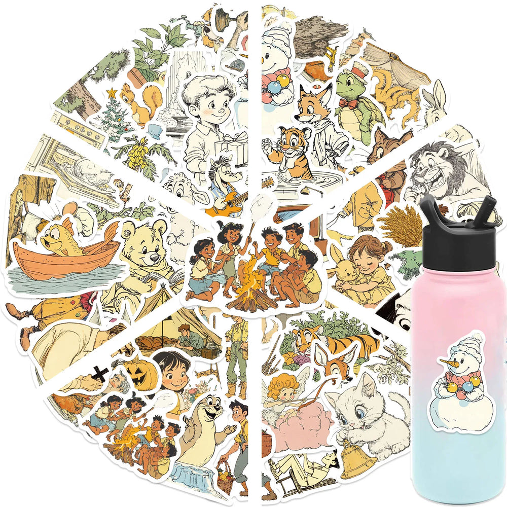 50pcs Fluffy Holiday and Funny Animals Stickers For Water Bottles Laptop Skateboard Computer Vinyl Waterproof Stickers (Online Order Only)