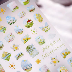 Painting Sketch Tulip Daisy Willows Scenery Daisy Colorful Flowers Sun Star Butterfly Wicker 3D Nail Art Stickers Manicure Decal (ONLINE ORDER ONLY)