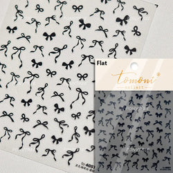 Simple Line Bowknot Red Gold Silver Laser Pink Hot Stamping 3D Self Adhesive Nail Art Stickers Pearl Rhinestone Manicure Decals (ONLINE ORDER ONLY)