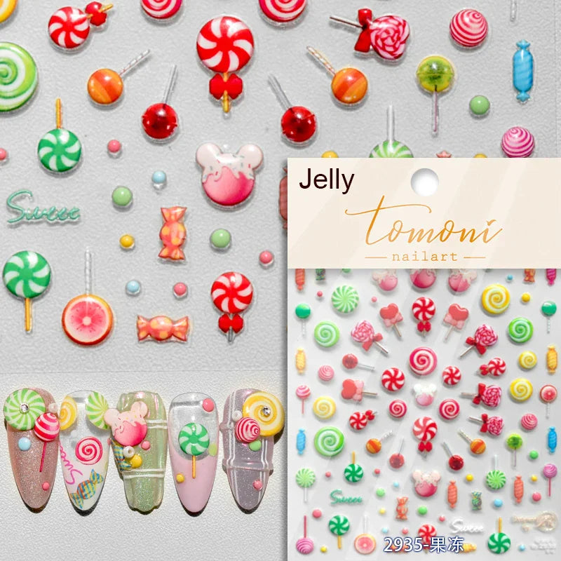 Fantasy Beach Summer Dreamy Colorful Seasnail Shell Pearl Conch Jelly Star 5D Decals Soft Relief 3D Decoration Nail Art Stickers (Online Order Only)