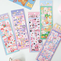 5Pcs Korean ins Cute Dog Rabbit Decorative Stickers Hand Account Idol Card DIY Material Scrapbooking Sticker Kawaii Stationery (ONLINE ORDER ONLY)