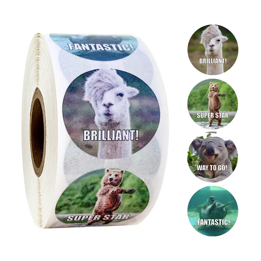 500pcs zoo Animals cartoon Stickers for kids classic toys sticker school teacher reward sticker 8 designs pattern tiger (Online Order Only)