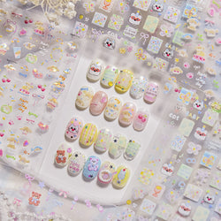 Small Animals Meeting Dog Cat Kitten Bowknot Cherry Butterfly Wreath Paw Star Hat Self Adhesive Nail Art Stickers Manicure Decal (ONLINE ORDER ONLY)