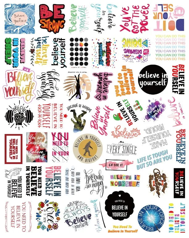 50pcs Inspirational Graffiti Stickers Waterproof Decorative for Luggage Laptop Phone (ONLINE ORDER ONLY)