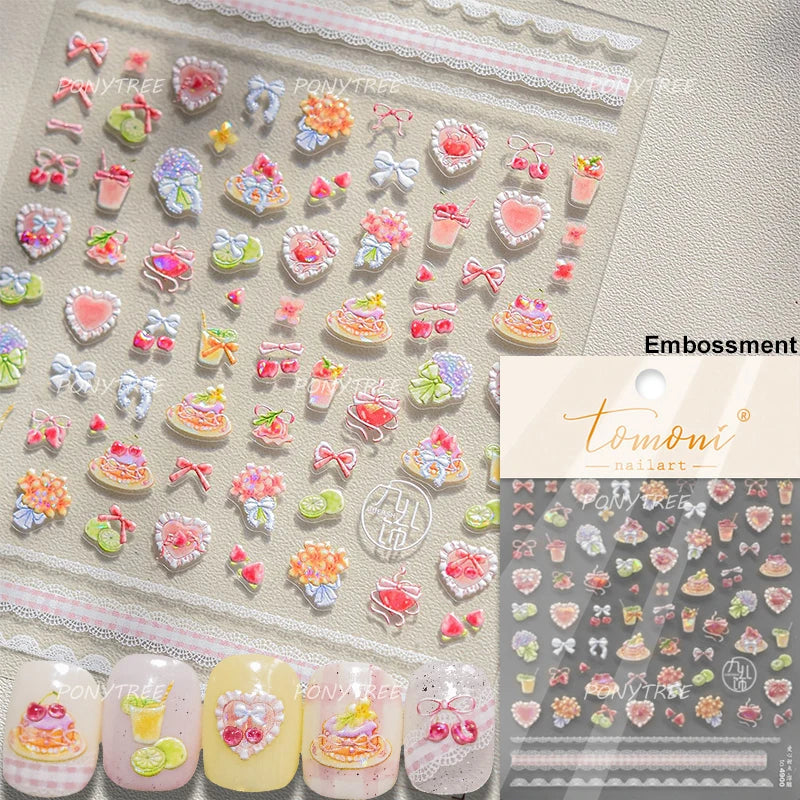 Sweet Cookies Biscuit Snack Delicious Doughnut Savoury Food Bicky Croissant Cheese Pudding Baguette Chic Nail Art Stickers Decal (ONLINE ORDER ONLY)