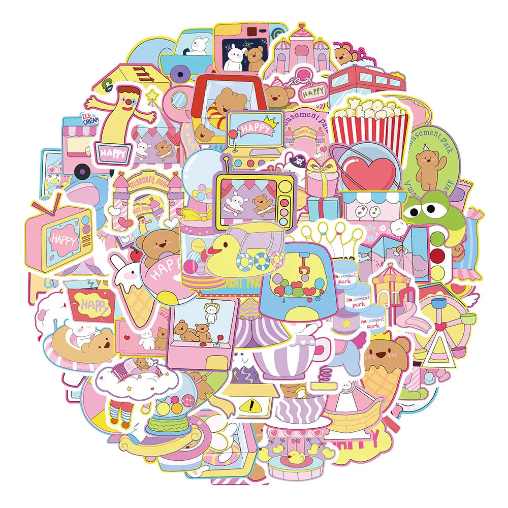 Dreamy Amusement Park Cartoon Stickers for Suitcase, Skateboard, Laptop, Luggage, Phone (ONLINE ORDER ONLY)