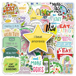 Healthy Diet Graffiti Stickers for Laptop, Phone, Helmet, Luggage, Skateboard, Water Cup - 10/30/50PCS (Online Order Only)