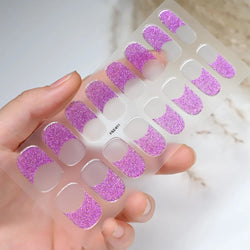 Nude Pink French Semi-Cured Gel Nail Patch Slider Adhesive Waterproof Long Lasting Full Cover Gel Nail Sticker UV Lamp Needed *^ (ONLINE ORDER ONLY)