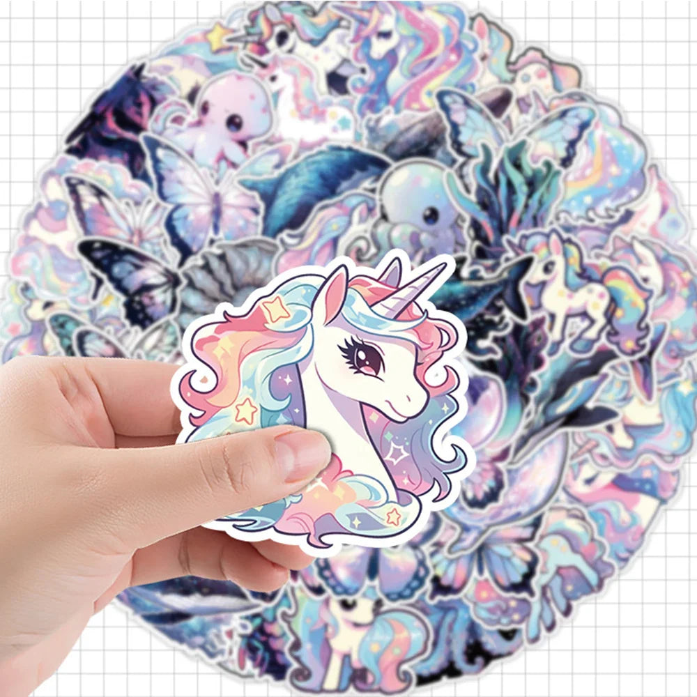 10/30/50pcs Cute Unicorn Graffiti Aesthetic Stickers Cartoon Decals Notebook Laptop Phone Suitcase Decoration Sticker Kids Toys (ONLINE ORDER ONLY)